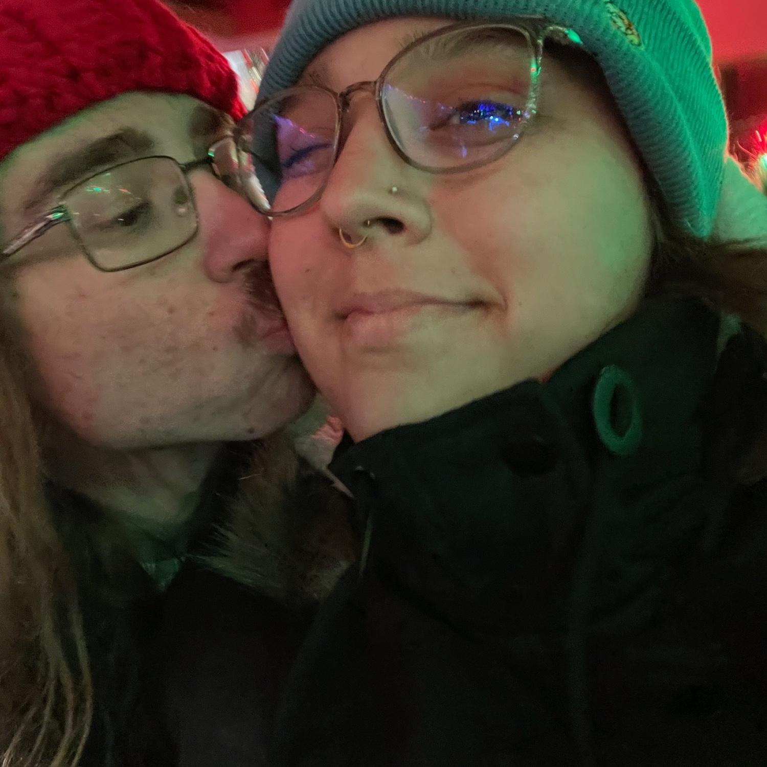 A sweet kiss on the cheek.