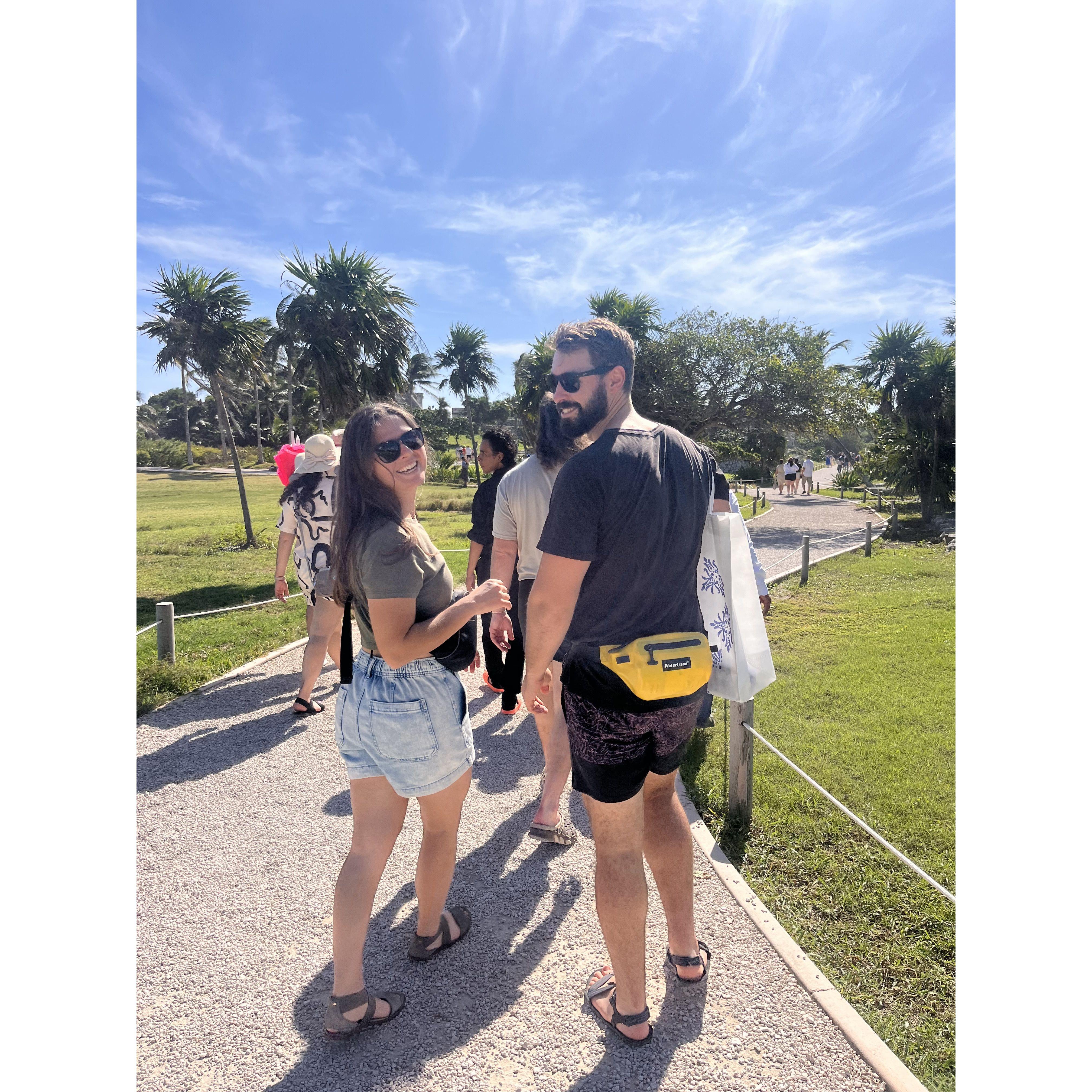 Mayan temple tour in Mexico a couple days after Jay purposed