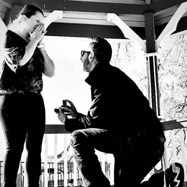 He proposed where we had their first date in downtown Naperville! I had no idea I was just excited to take a picture at the gazebo from our first day!