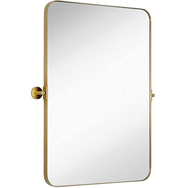 Hamilton Hills Black Metal Framed Bathroom Mirrors for Over Sink - Large Bathroom Mirror with Adjustable Pivot for Horizontal or Vertical Installation - Modern Design for Wall - 24 x 36 Inch