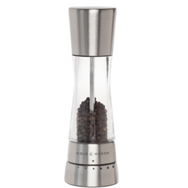 Cole & Mason Derwent Pepper Grinder - Stainless Steel Mill Includes Gourmet Precision Mechanism and Premium Peppercorns - Pepper Mill, Stainless Steel
