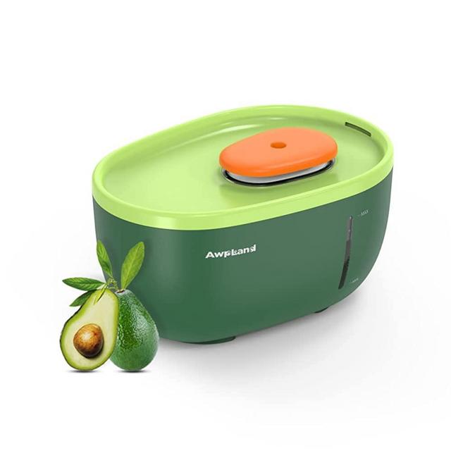 Awpland Avocado Cat Water Fountain, 67oz/2L Dog Water Fountain with Slient Pump and LED Indicator for Cats Inside, BPA-Free , Automatic Cat Avocado Bowl with Free 4 Sets of Filters