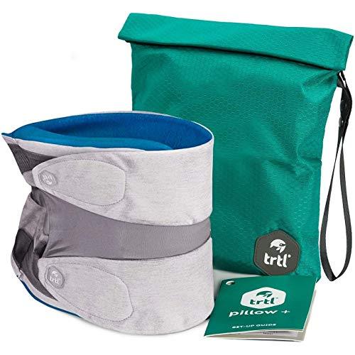 trtl Pillow Plus, Travel Pillow - Fully Adjustable Neck Pillow for Airplane Travel, Car, Bus and Rail. (Blue) Includes Water Proof Carry Bag and Setup Guide Travel Accessories