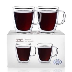 eparé - Eparé Insulated Coffee Cups Set (12 oz, 350 ml) – Double Wall Tumbler Glass Cup – Mug for Drinking Tea, Latte, Espresso, Juice, or Water – 2 Glasses
