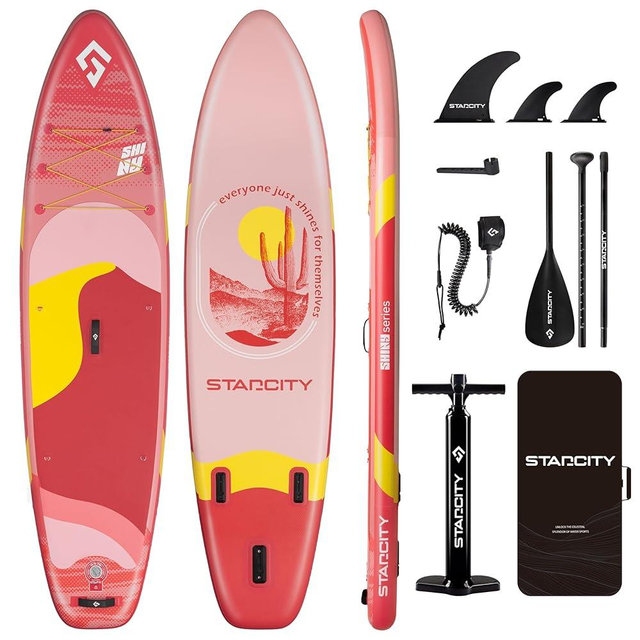 Starcity 11'*34"*6" Blow Up Paddle Board, Inflatable Paddle Board,Paddle Board,Spacious and Stable, Anti Slip and Easy to Operate, Large Size Suitable for Single Person/Family/Pet Use.
