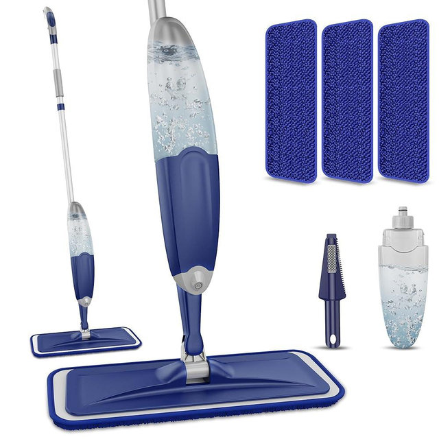 Microfiber Spray Mop for Floors Cleaning: Wet Dry Hardwood Floor Mops with 3 Washable Pads for Swiffer Powermop - Flat Mop with Sprayer for Tile Wood Laminate Vinyl Marble Floor