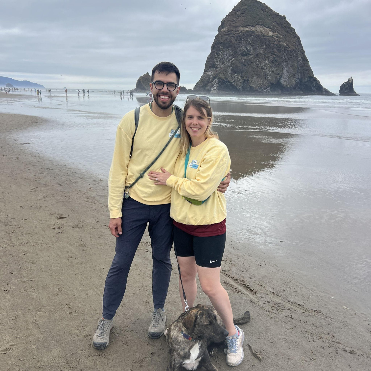 Visiting Haystack Rock at Cannon Beach on the Oregon coast.