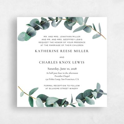 White Greenery Wedding Invitation - Galata Square
