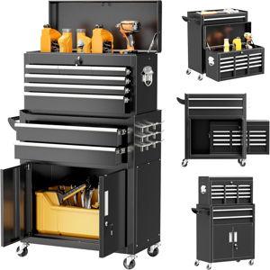 Superday Metal Tool Chest, 8 Drawer Rolling Tool Chest (Black)