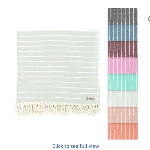 Sand Cloud Turkish Beach Towel - Sand Proof - 100% Certified Organic Turkish Towel - Quick Dry Towel for Beach, Picnic, Blanket or Bath Towel - As Seen on Shark Tank - Gocek (Sage Green)