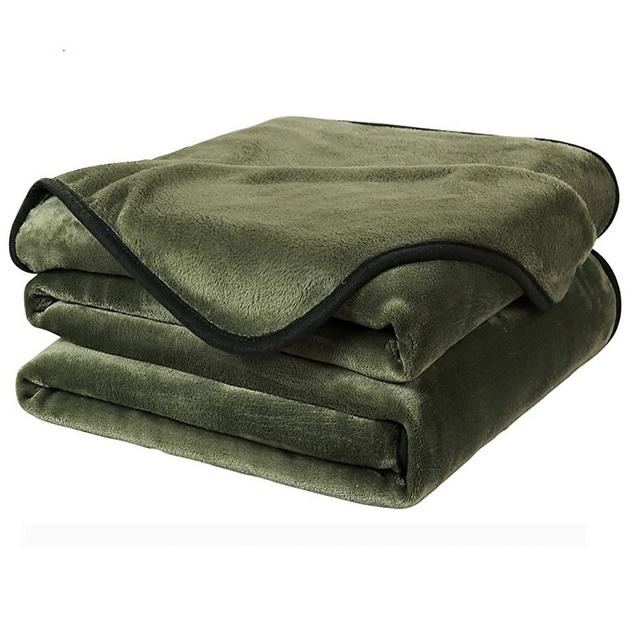 Soft Queen Size Blanket Warm Fuzzy Microplush Lightweight Thermal Fleece Blankets for Couch Bed Sofa,90x90 Inch, Olive Green