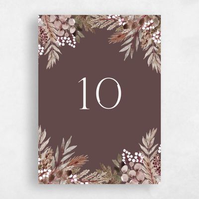 Chocolate, Brown Wedding Table Number - Winslow