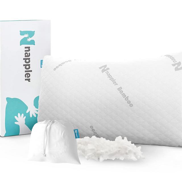 Nappler Luxury Adjustable Shredded Memory Foam Pillow - Hotel Quality Bed Pillows for Sleeping, Back, Stomach Side Sleepers - Washable Removable Bamboo Modal Cover (1, Standard)