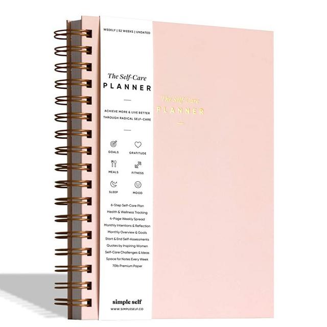 The Self-Care Planner by Simple Self - Best Weekly Life Planner for Wellness, Achieving Goals, Health, Happiness - Productivity, Gratitude, Meals, Fitness - Undated Spiral 12-Month (Blush, Weekly)