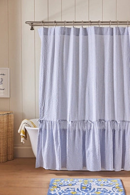 Cotton Seersucker Shower Curtain