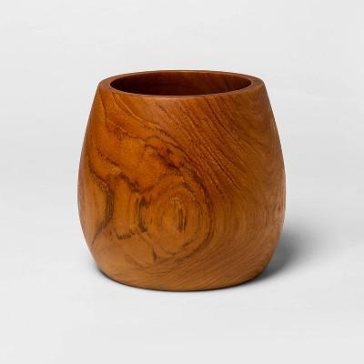 7.5&#34; x 6.6&#34; Decorative Wooden Vase Brown - Threshold&#8482;