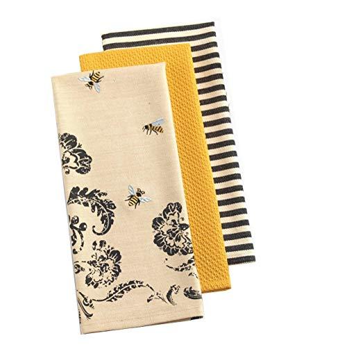 Design Imports India, Dishtowel Busy Bee Printed, 3 Count