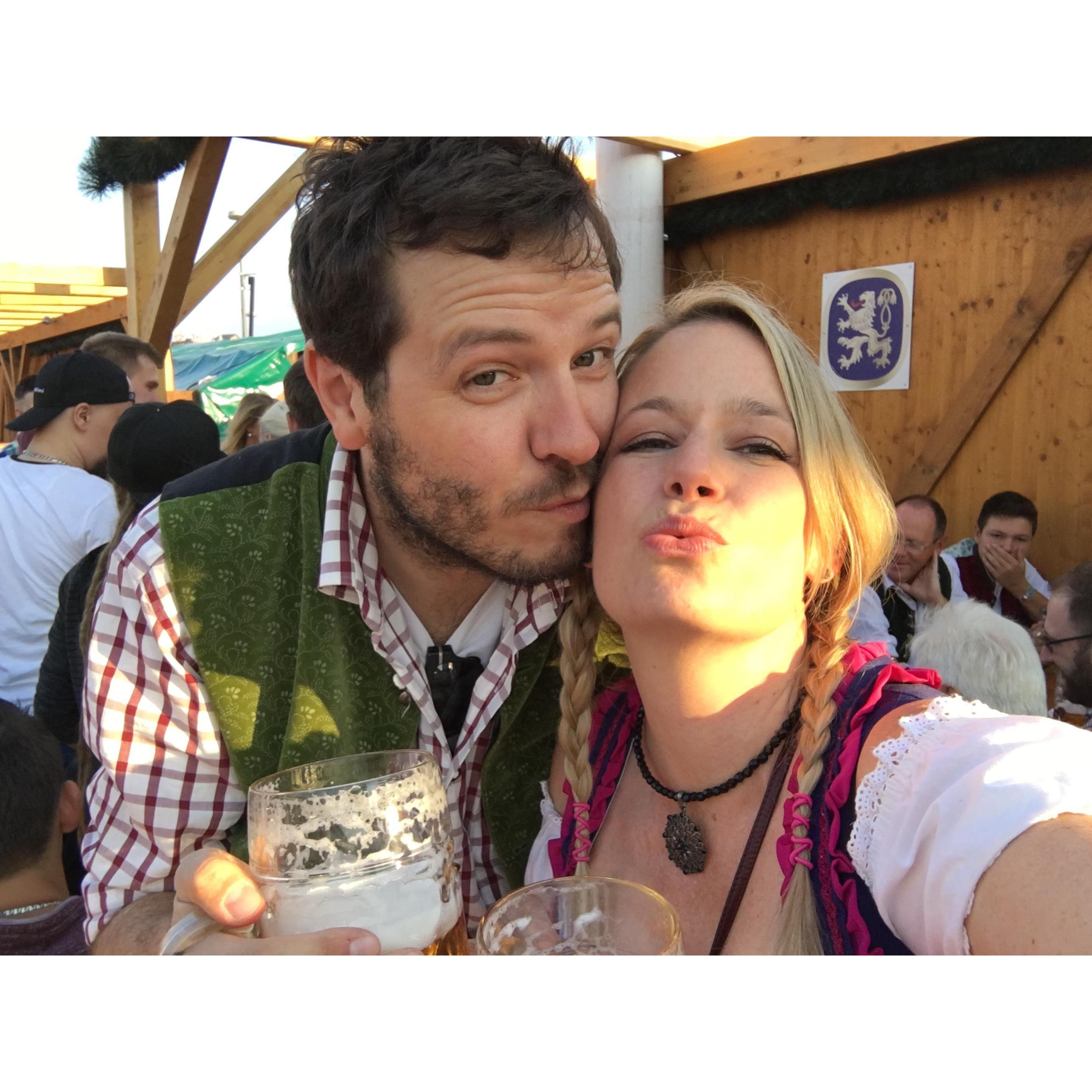 This killer German beer at Oktoberfest makes you want to pucker up! Munich, 2018