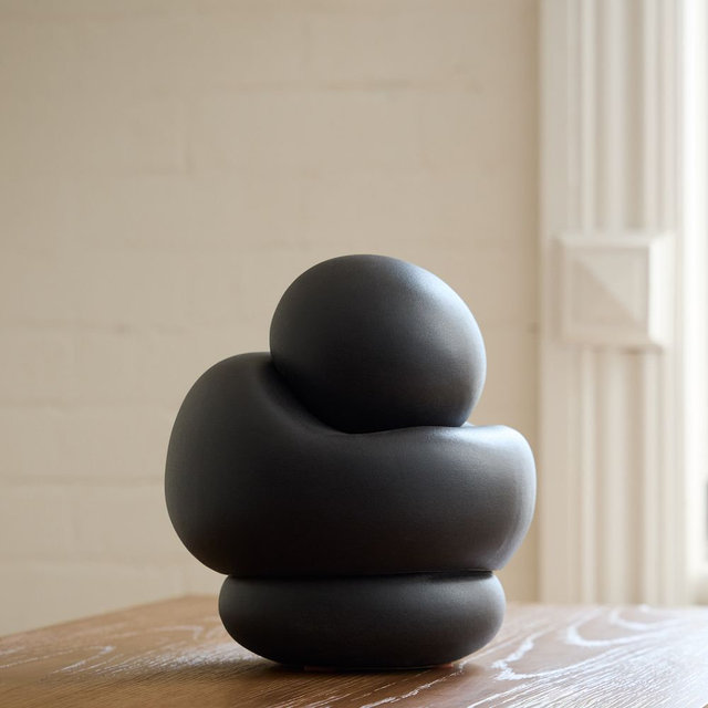 Clara Ceramic Object, Black, 8.5 Inches