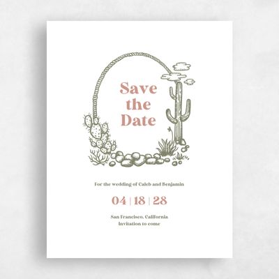 White Destination Wedding Save the Date - Avondale Portrait