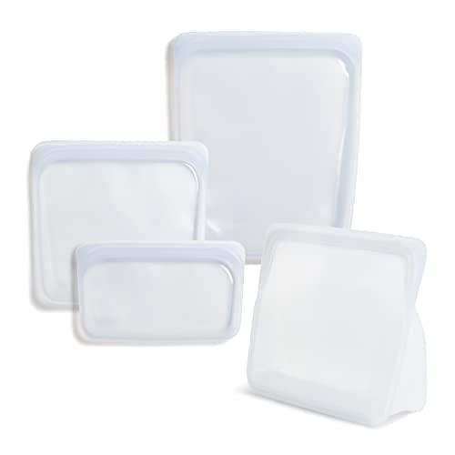 Stasher Platinum Silicone Food Grade Reusable Storage Bag, Clear (Bundle 4-Pack Large) | Reduce Single-Use Plastic | Cook, Store, Sous Vide, or Freeze | Leakproof, Dishwasher-Safe, Eco-friendly