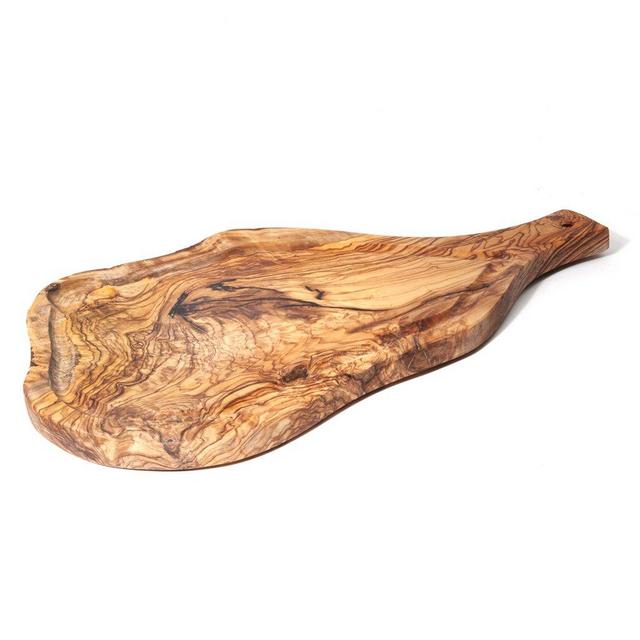 Olive Wood Cutting Board with Handle and Groove 16"