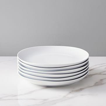Organic Shaped Porcelain Dinner Plates, White (Set of 6)
