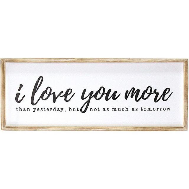 Stratton Home Décor Stratton Home Decor I Love You More Oversized Wall Art, 12.00" W X 1.00" D X 32.00" H, Natural, White