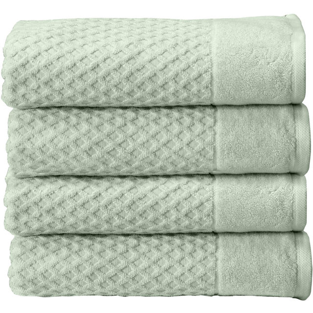 100% Cotton Quick-Dry Diamond Textured Bath Towel Set , Pale Green) - Great Bay Home