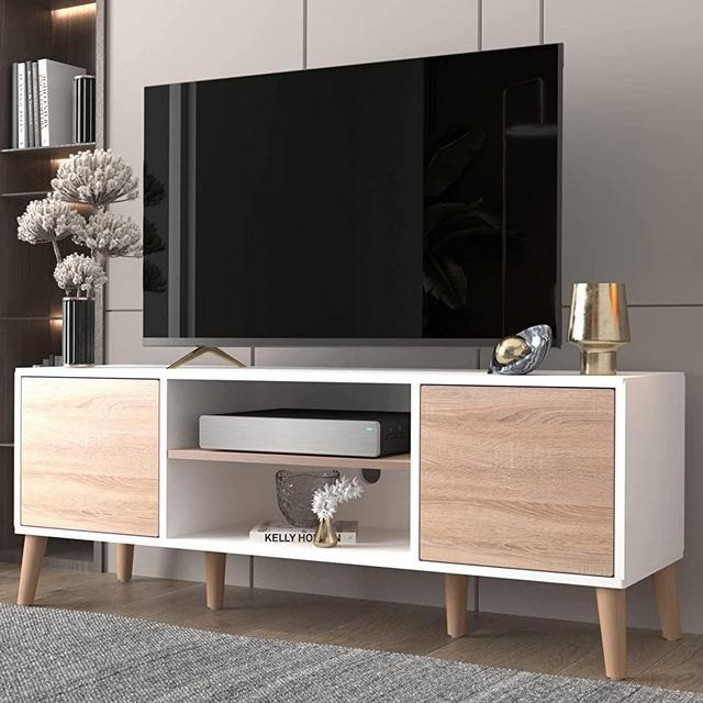 Gdvsclr TV Stand, TV Console Media Cabinet with Push Up Open Doors and Cable Collection Holes for TVs Up to 60 Inch Flat Screen for Living Room Bedroom