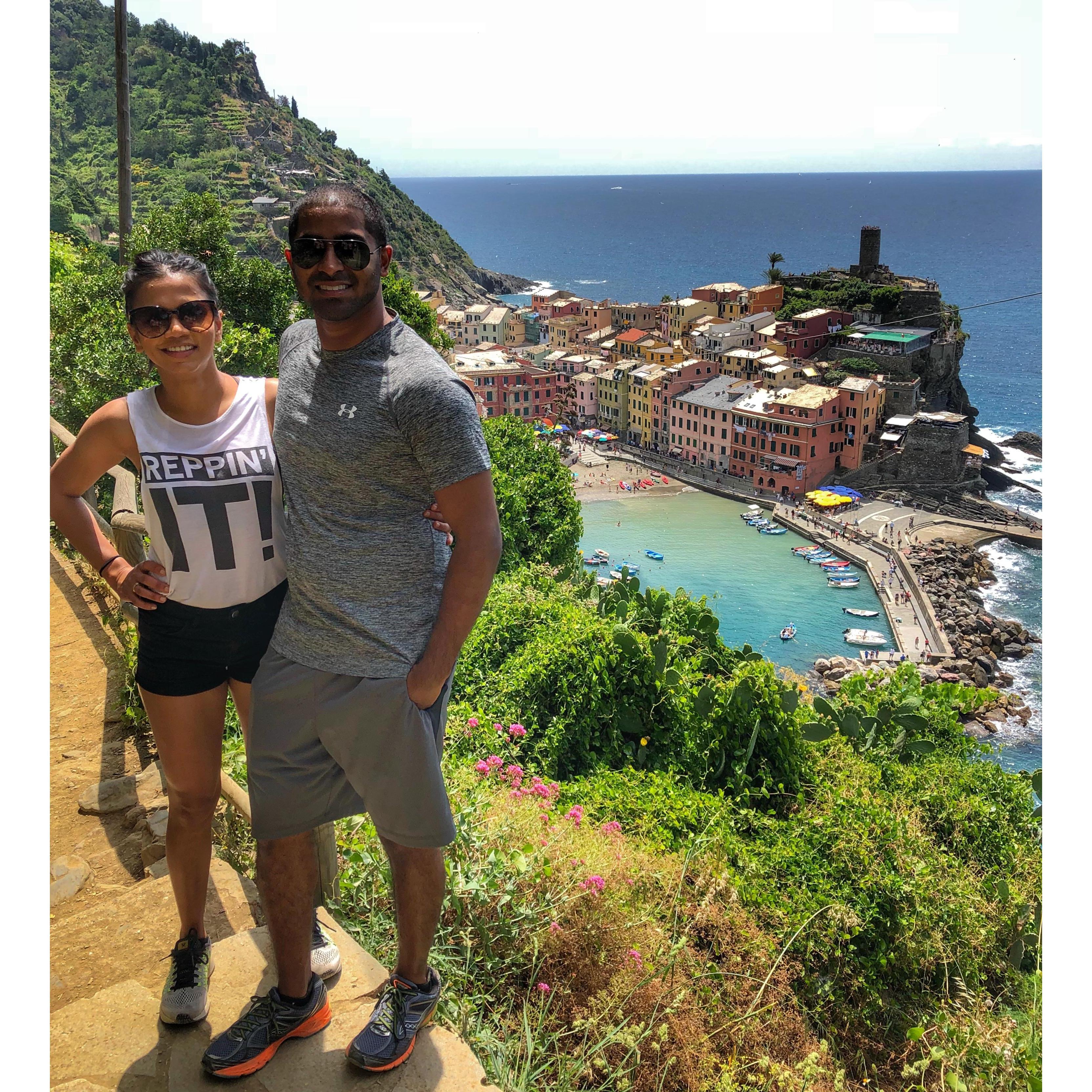 Cinque Terre, Italy. Out of all the hikes we have done together, we miss  this hike the most.