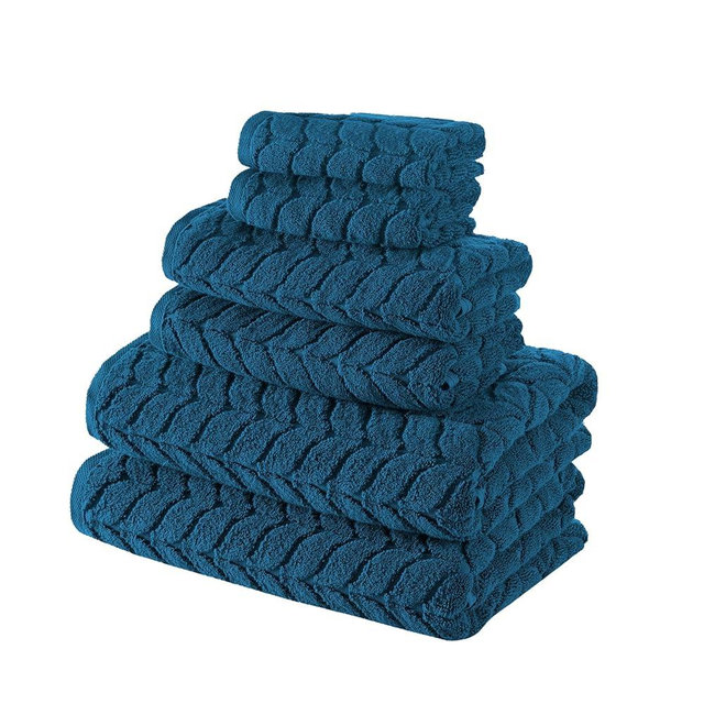 BAGNO MILANO Turkish Cotton Ultra-Soft Plush Absorbent Quick Dry Bathroom Towel Set, Made in Turkey (Petrol Blue, 6 pcs Towel Set)
