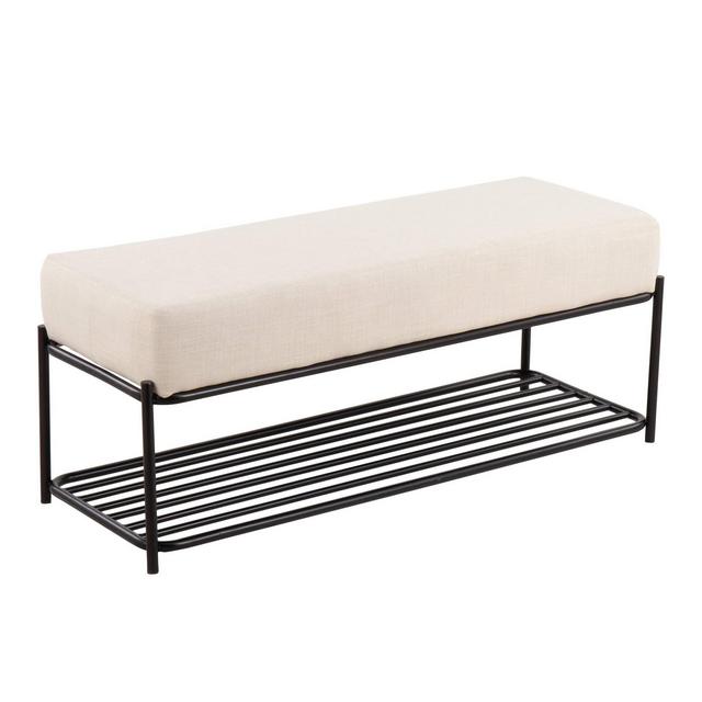 44" Daniella Contemporary Bench Steel/Polyester Black/Cream - LumiSource