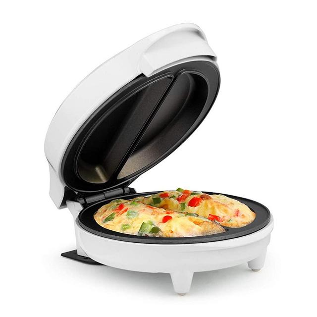 Holstein Housewares - Non-Stick Omelet & Frittata Maker, White/Stainless Steel - Makes 2 Individual Portions Quick & Easy