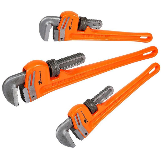 Forward 3pcs Pipe Wrench Set - 10", 14", 18" Heavy Duty Ductile Iron & Forged Steel Plumbing Wrench Hand Tools Kit