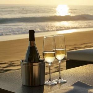 A Bottle of Vermentino di Sardegna at Sunset