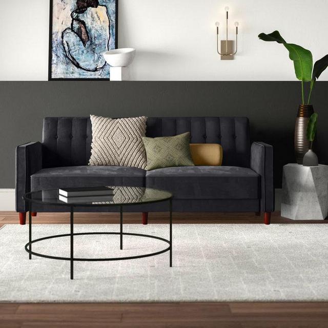 Perdue 81.5" Velvet Square Arm Convertible Sleeper