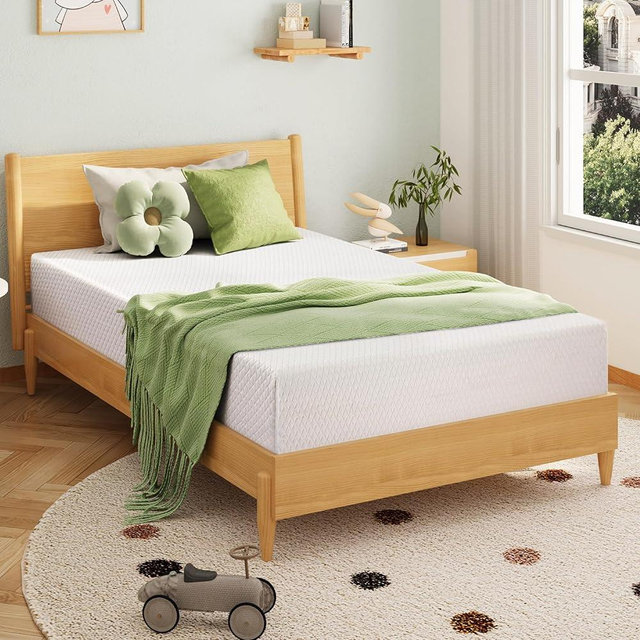 EGOHOME 6 Inch Queen Size Mattress for Kids, Memory Foam Mattress with Cooling Green Tea Gel, Relieve Pressure with Medium Firm Support, CertiPUR-US Certified, 80''L x 60''W, White