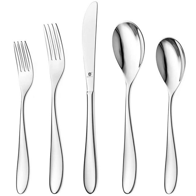 DANIALLI 60 Piece Silverware Set For 12, 18 10 Stainless Steel Silverware Set, Marettimo Flatware Set, Includes Dinner Knife/Fork/Spoon, Teaspoon & Salad Fork, Mirror-Polished Dishwasher Safe Cutlery