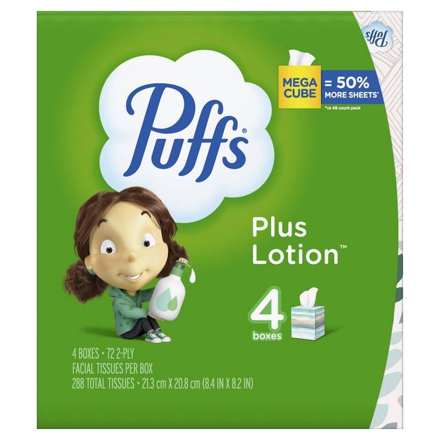 Puffs Plus Mega Lotion Facial Tissue - 4pk/288ct