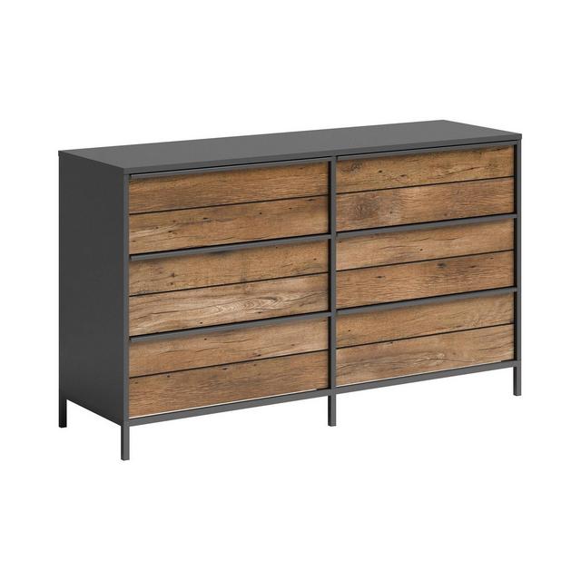 Boulevard 6 Drawer Horizontal Dresser with Metal Frame Black - Sauder