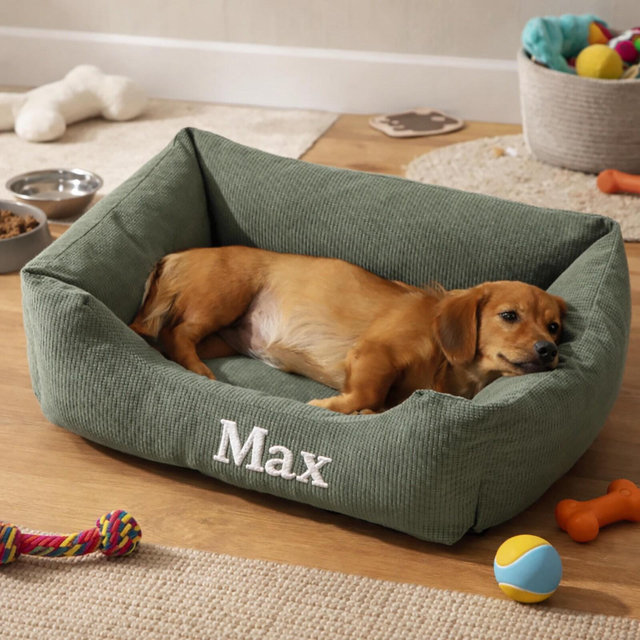 Personalized Dog Bed, Cat Bed, Custom Pet Bed with Embroidery Name, Corduroy Dog Bed, Washable Pet Sofa, Cozy Puppy Bed, Pet Lover Gift