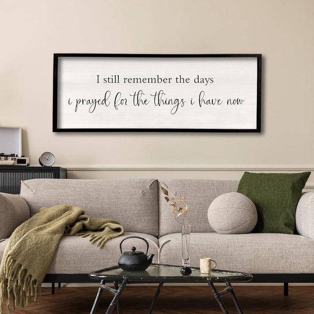 I Still Remember the Days I Prayed Sign 32" x 12" Large Living Room Wall Decor Wooden Vintage Framed Plaque Country Bedroom Hanging Home Farmhouse Inspirational I Prayed Wall Art (Black)