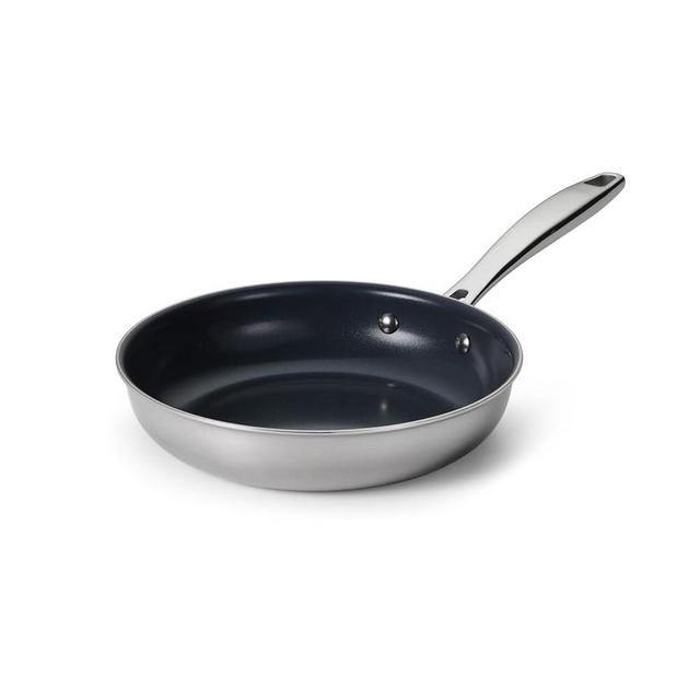 Tramontina Seattle 8-Inch Tri-Ply Clad Stainless Steel Small Frying Pan with Ceramic Non Stick Interior, Induction-Ready Nonstick Skillet, Oven-Safe, Dishwasher-Safe