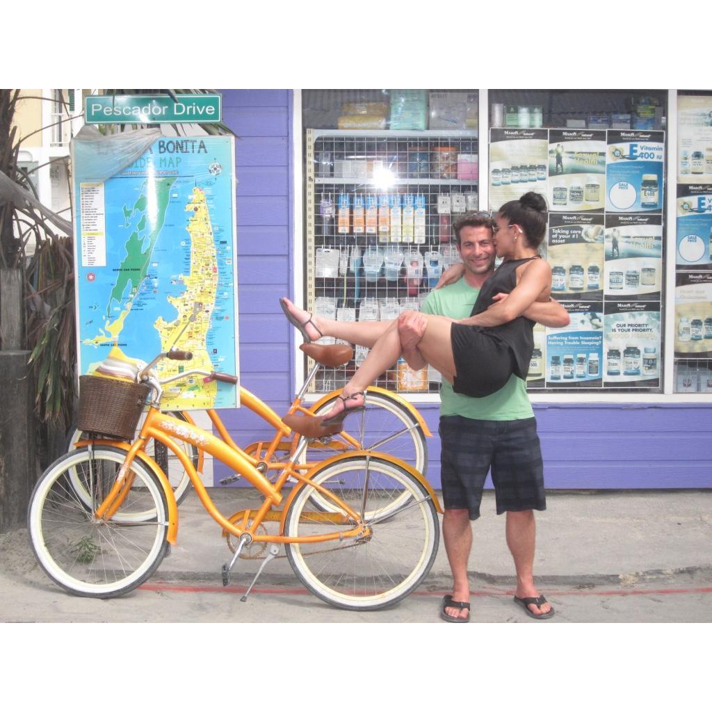 Biking (and kissing) around San Pedro, Belize