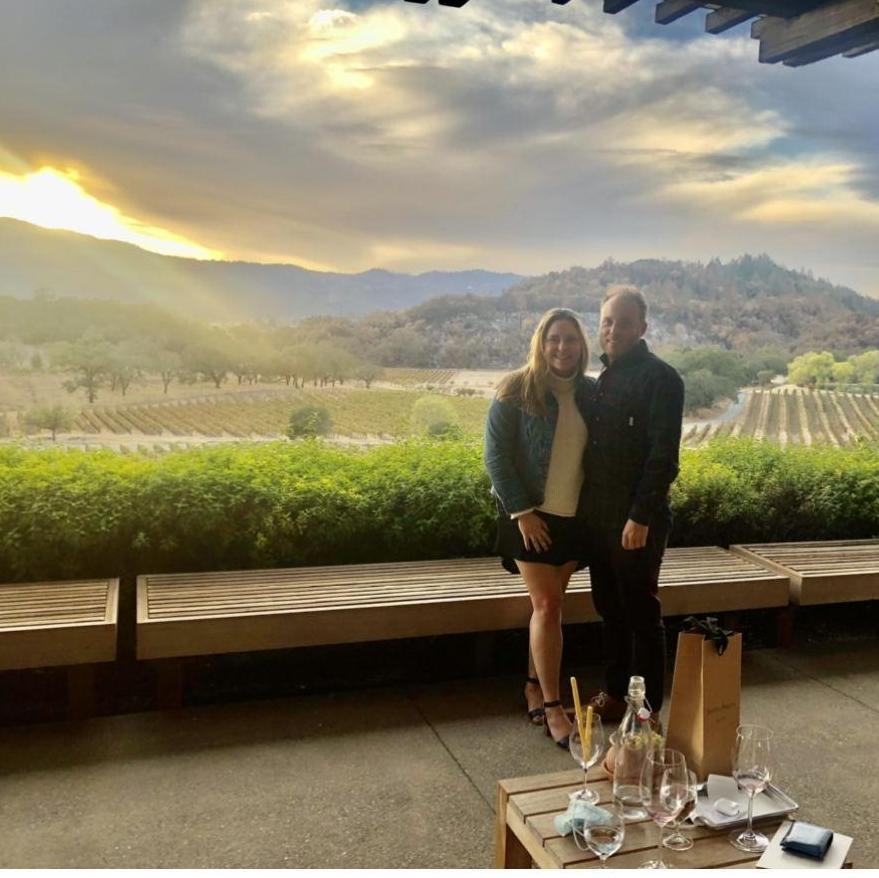 NOVEMBER 2020. SUNSET OVERLOOKING THE VINEYARD AT JOSEPH PHELPS WINERY.