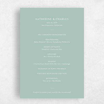 Green Wedding Program - Stevens