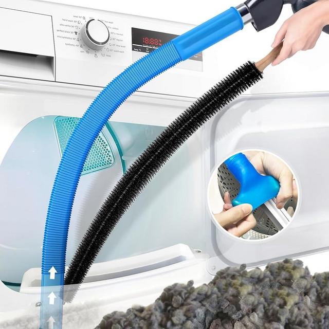 PetOde 2 Pieces Dryer Vent Cleaner Kit Compatible with All Vacuum Cleaner, Dryer Lint Brush and Vacuum Hose Attachment with Stretch Universal Connector, Quickly Lint Remover