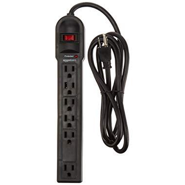 AmazonBasics 6-Outlet Surge Protector Power Strip, 6-Foot Long Cord, 790 Joule - Black
