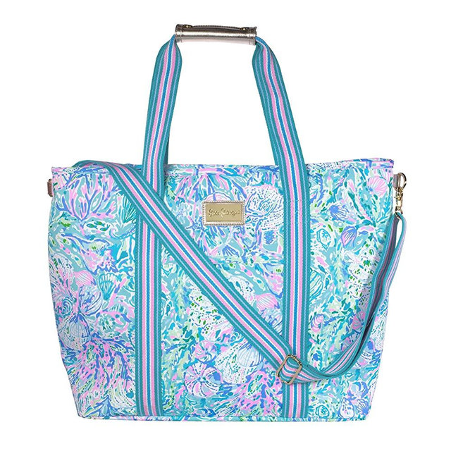Lilly Pulitzer Picnic and Beach Cooler, Insulated Cooler Bag with Adjustable Shoulder Strap and Zippered Top, Large Soft Cooler for Groceries or Travel, Soleil It On Me